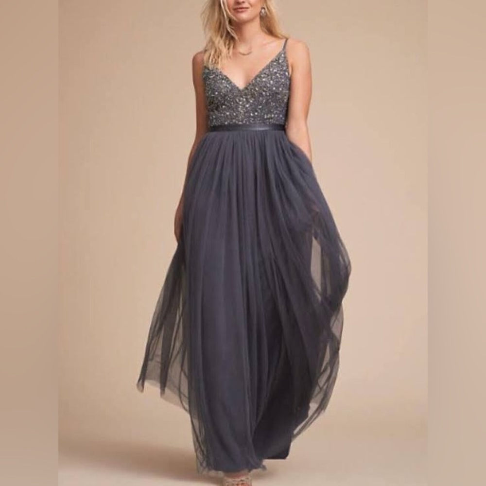 BHLDN Avery Grey Sequin Dress size 10